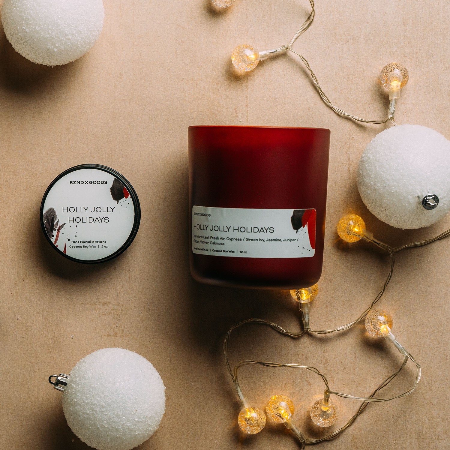 Holly Jolly Holidays 12oz and 2oz candle.
