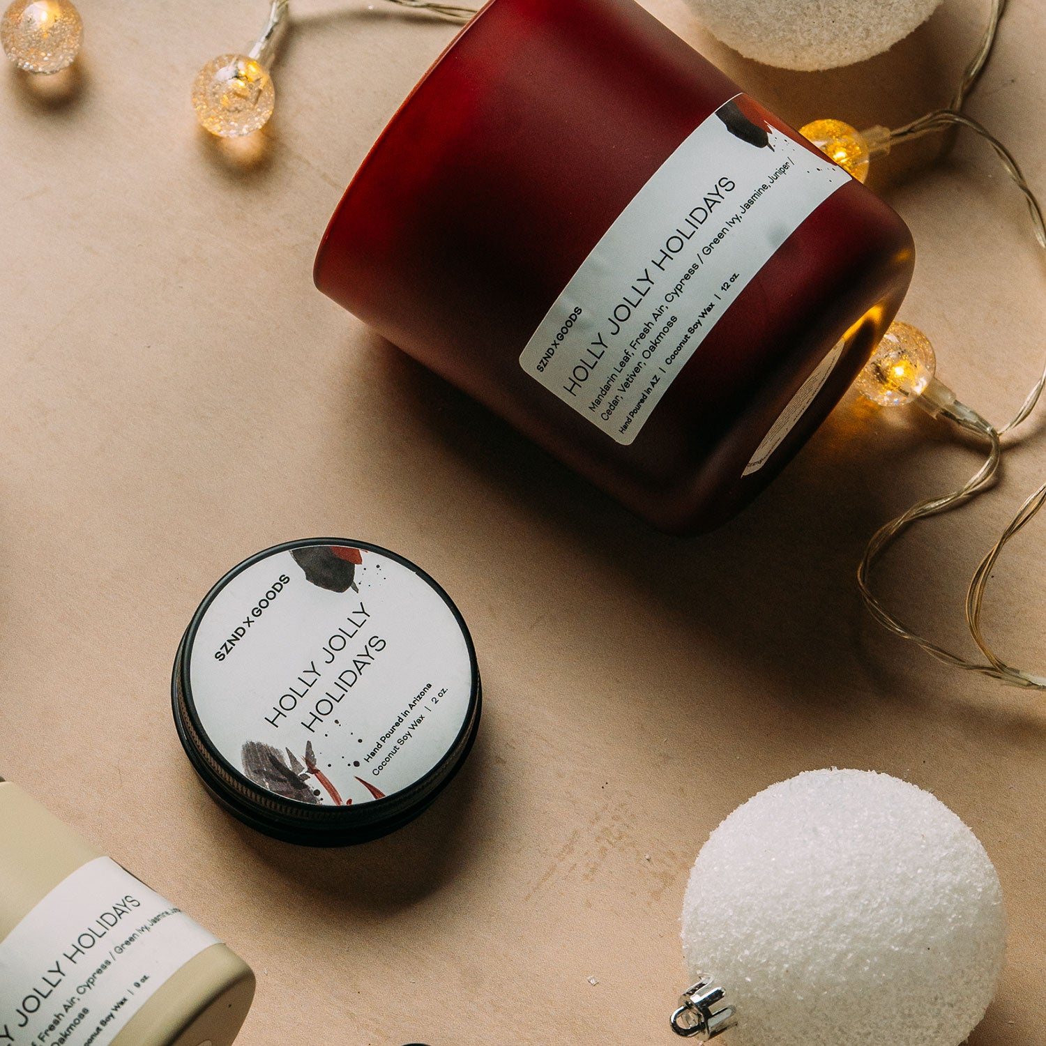 Holly Jolly Holidays 12oz, 9oz and 2oz candle.