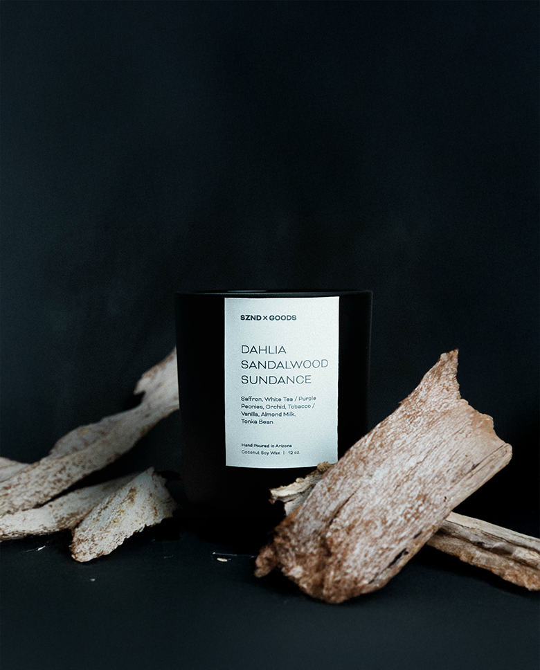 Dahlia Sandalwood Sundance Wooden Wick Candle