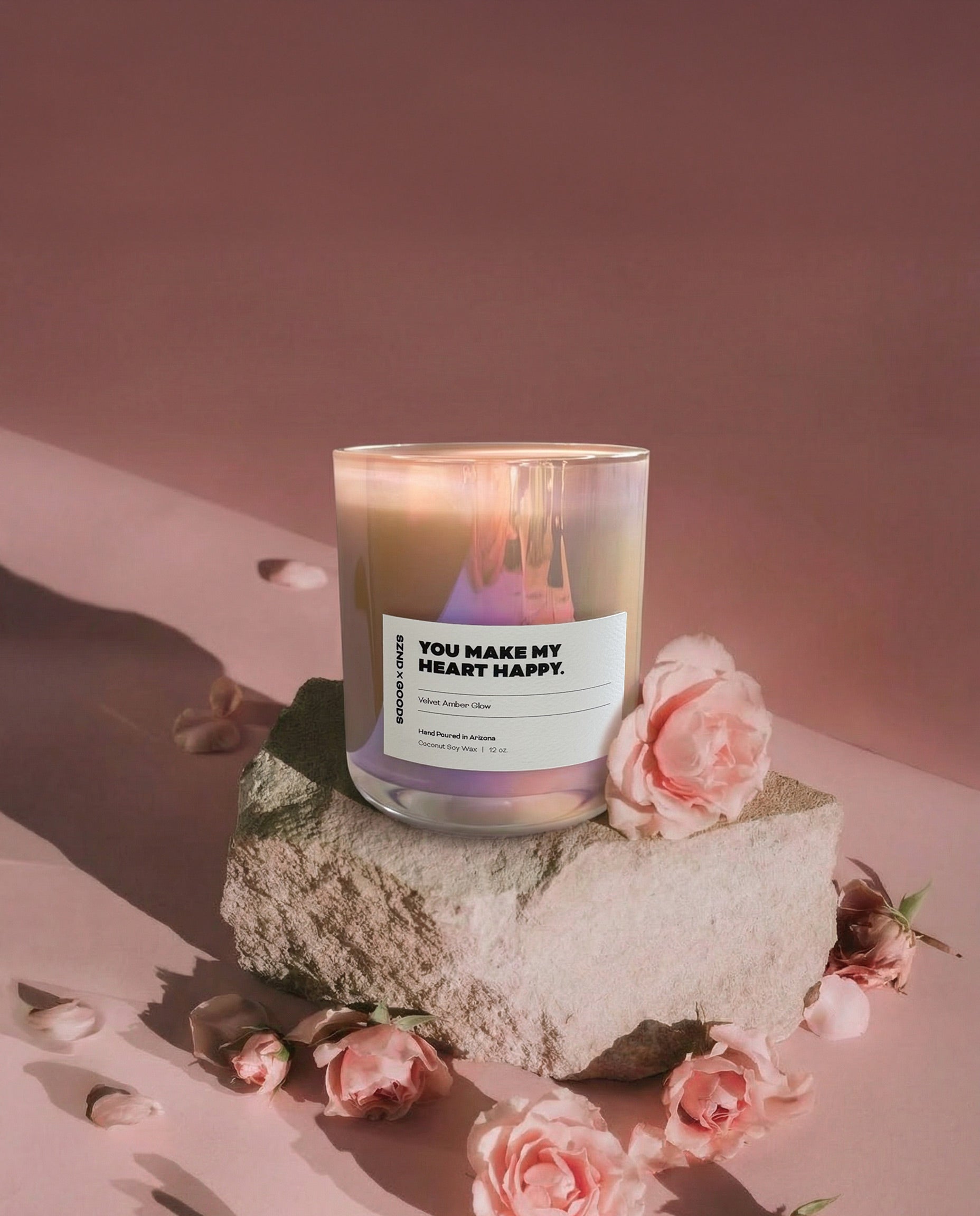Velvet Amber Glow Valentine's Day Wooden Wick