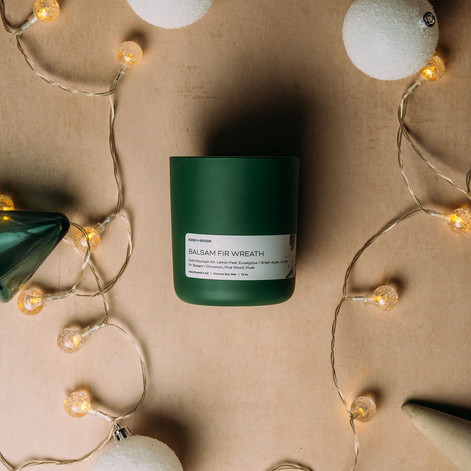 Balsam Fir Wreath Christmas green candle jar