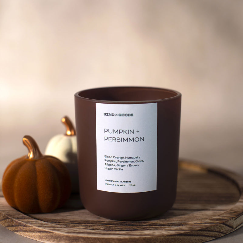 Pumpkin and persimmon, the staple of a fall candle collection