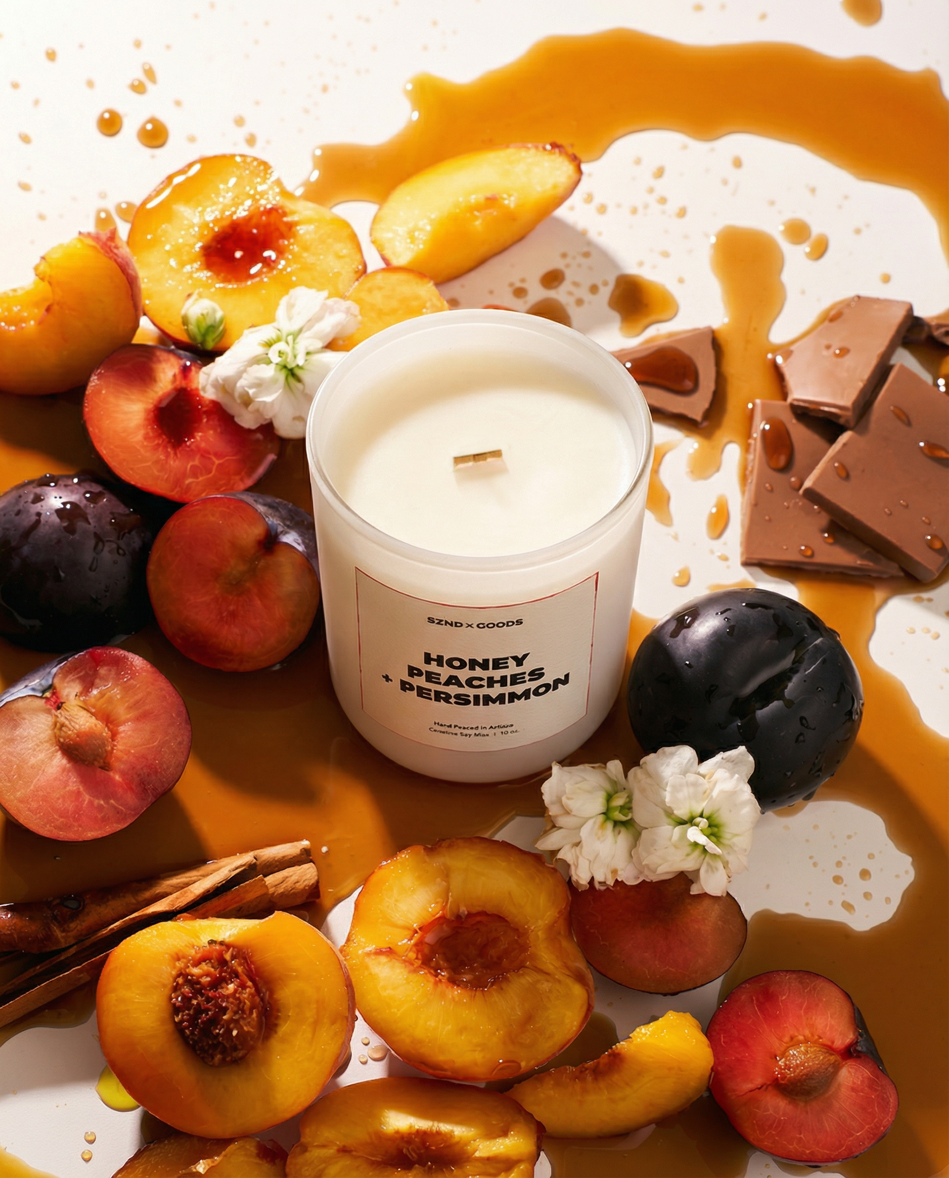 Honey Peaches + Persimmon Wooden Wick Candle