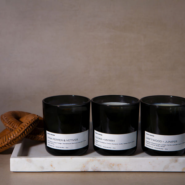 The men's collection candle jar set in translucent smoke