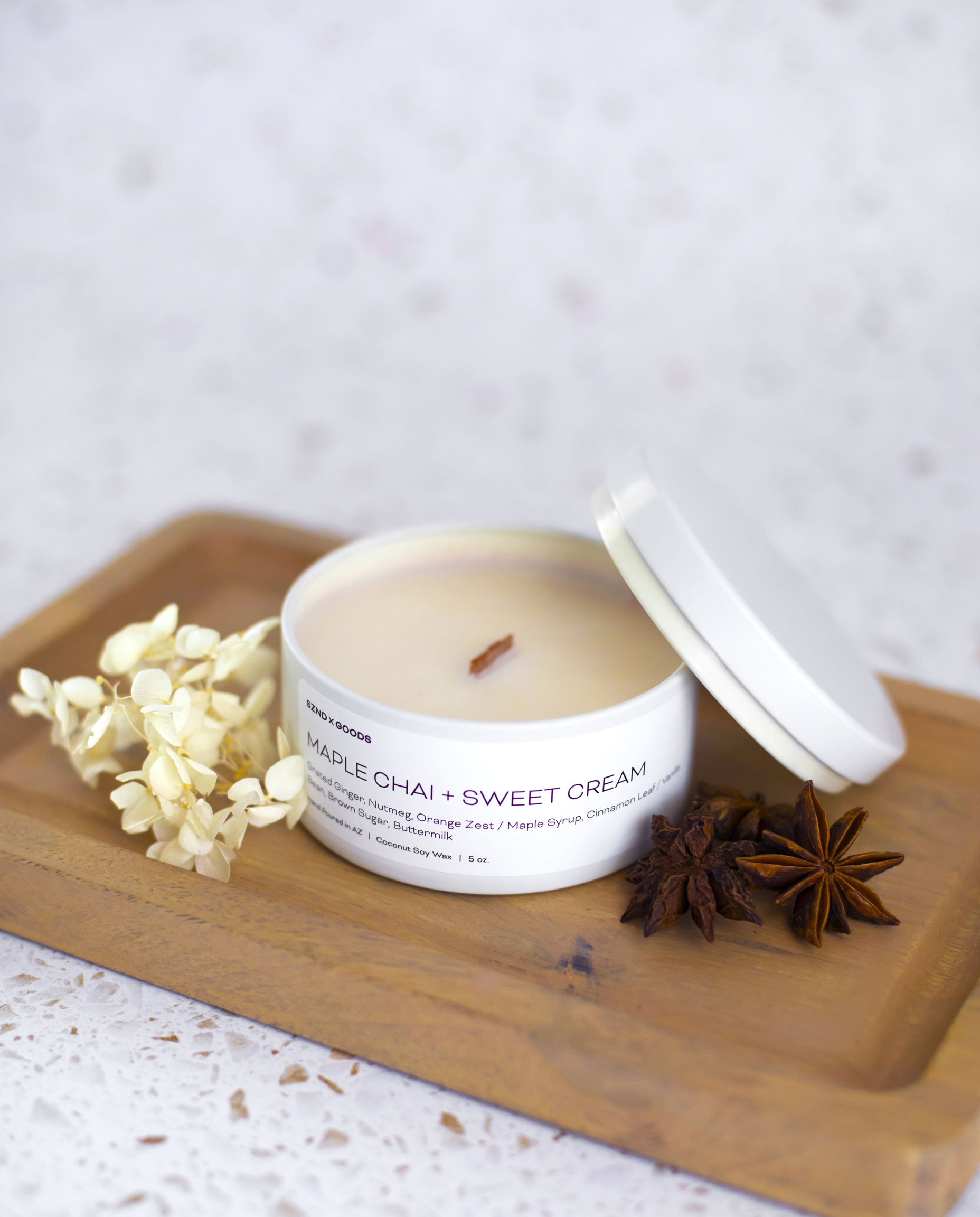 Maple Chai + Sweet Cream Wooden Wick Candle
