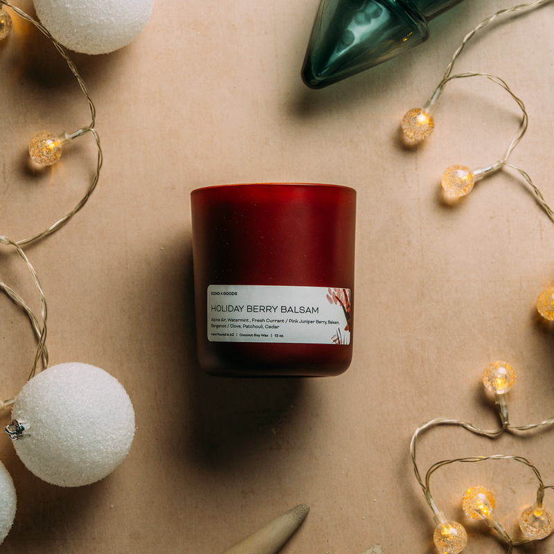 Holiday Berry Balsam Wooden Wick Candle