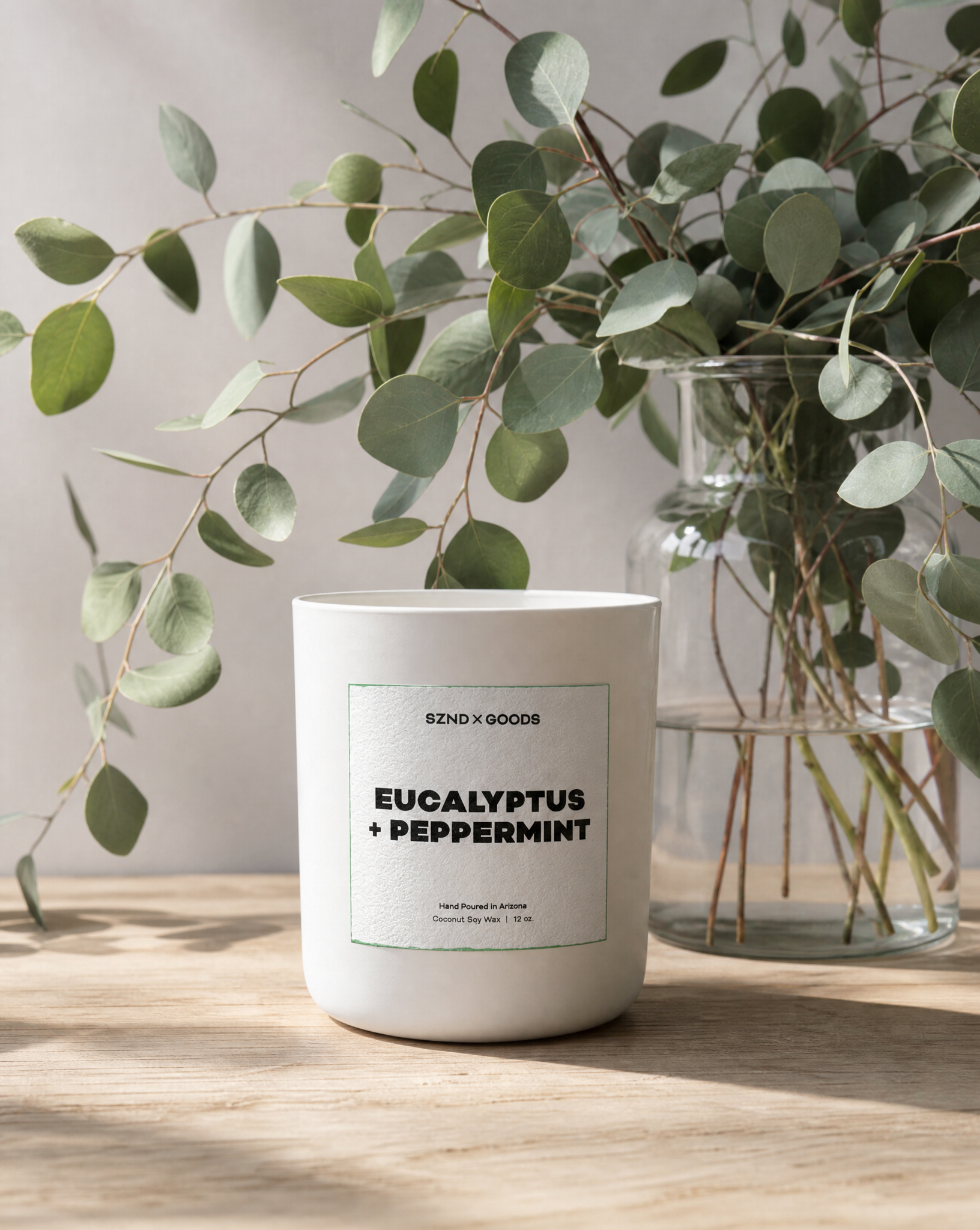 Eucalyptus + Peppermint Wooden Wick Candle