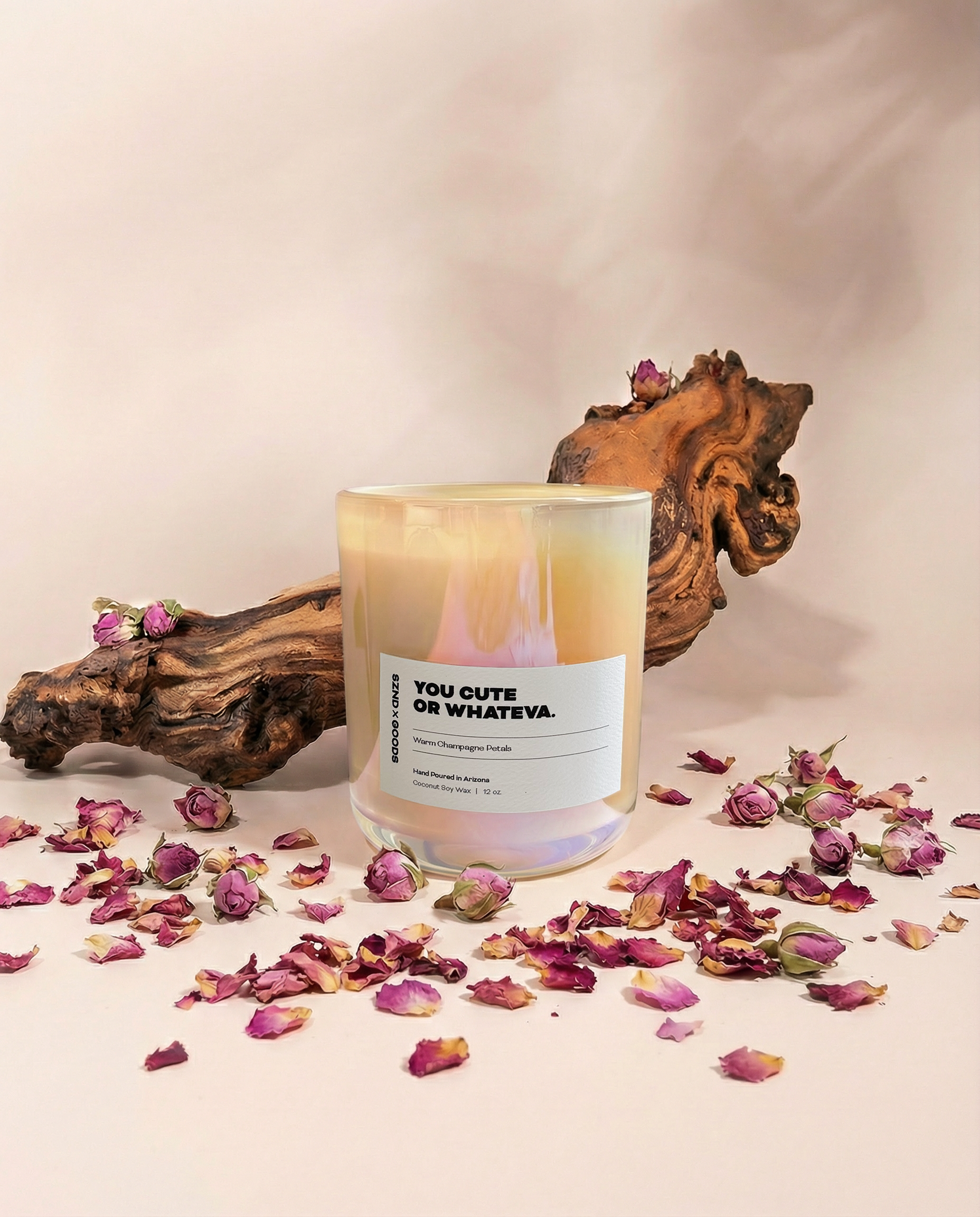 Warm Champagne Petals Valentine's Day Wooden Wick