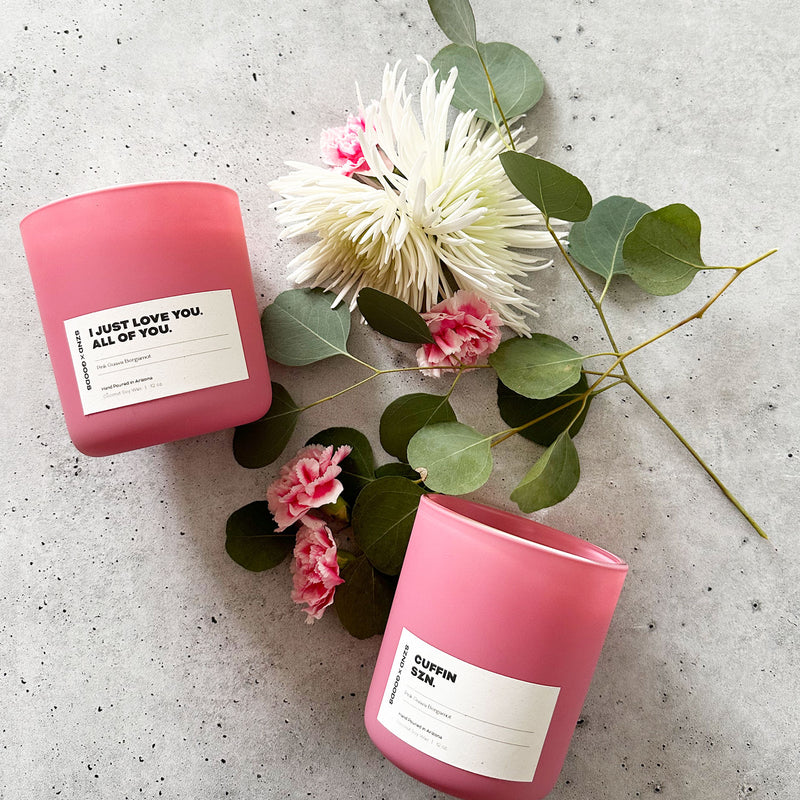 Pink Guava Bergamot style pink candle jars